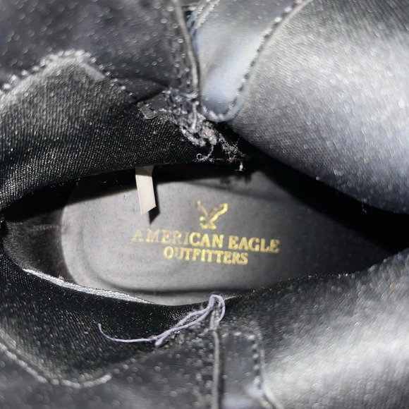 American Eagle Black Faux Suede Buckle Block Heel Ankle Boots 8 Women’s - Picture 7 of 10